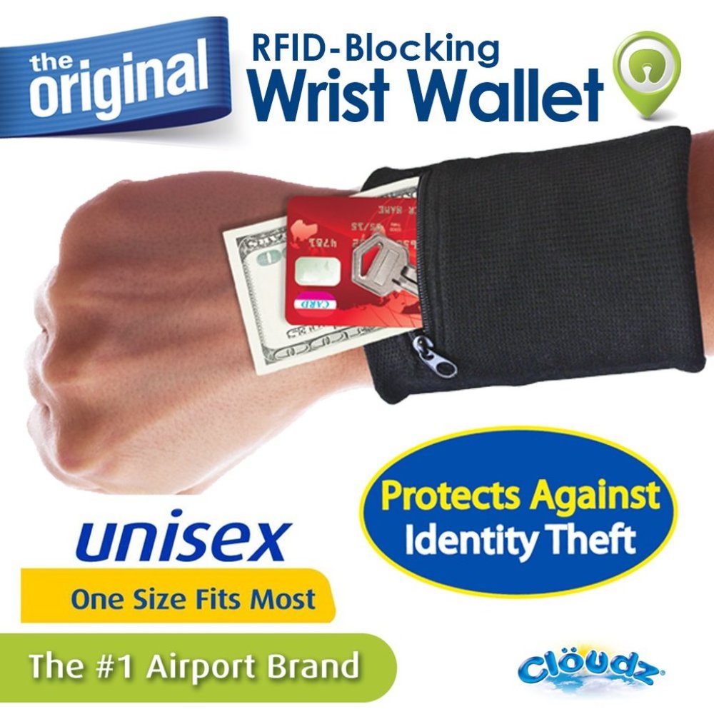 Cloudz RFID Protection Travel Wrist Wallet Black